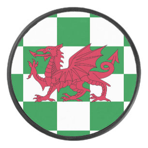 Mystical Red Celtic Dragon Flag of Wales Hockey Puck