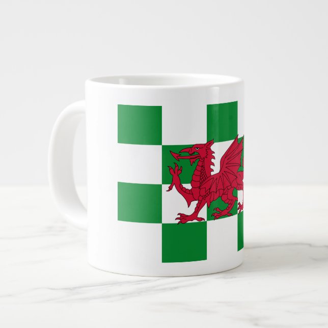 Mystical Red Celtic Dragon Flag of Wales Large Coffee Mug (Front Left)