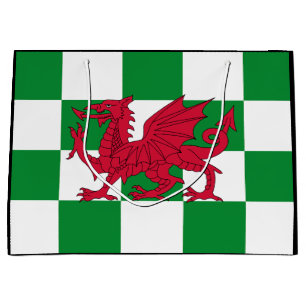 Mystical Red Celtic Dragon Flag of Wales Large Gift Bag
