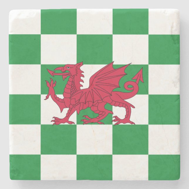 Mystical Red Celtic Dragon Flag of Wales Stone Coaster (Front)