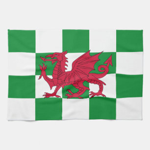 Mystical Red Celtic Dragon Flag of Wales Tea Towel