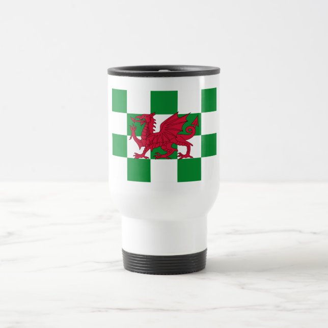 Mystical Red Celtic Dragon Flag of Wales Travel Mug (Center)