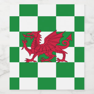 Mystical Red Celtic Dragon Flag of Wales Wine Label