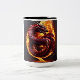 Mystical Red Dragon  Two-Tone Coffee Mug