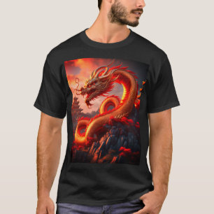 Mystical Red Fire Dragon Art T-Shirt