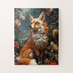 Mystical red fox standing in a dreamlike landscape jigsaw puzzle