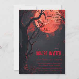 Mystical Red Full Moon Custom Invitation