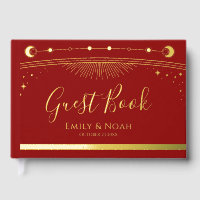 Mystical Red Gold Sun Moon Stars Wedding