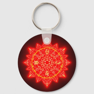 🔴 Mystical Red Magic Circle Protection Charm  Key Ring