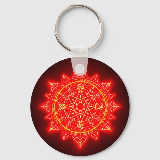 🔴 Mystical Red Magic Circle Protection Charm  Key Ring (Front)