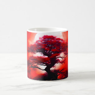Mystical Red Tree Under Full Moon Coffee Mug