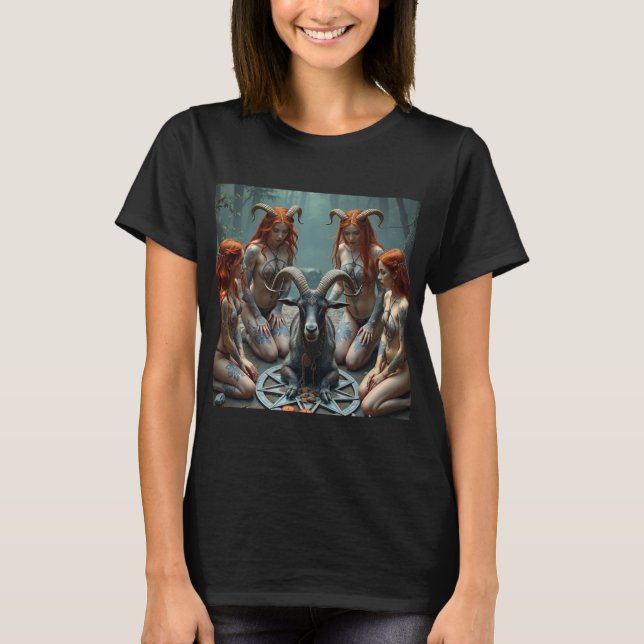Mystical Ritual in the Forest with Women with Horn T-Shirt (Front)