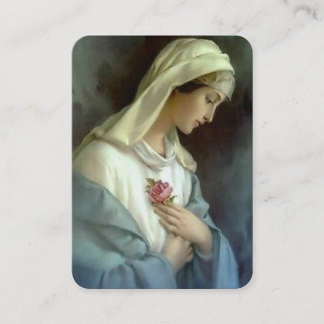Mystical Rose Virgin Mary Memorare Prayer Business Card (Front)