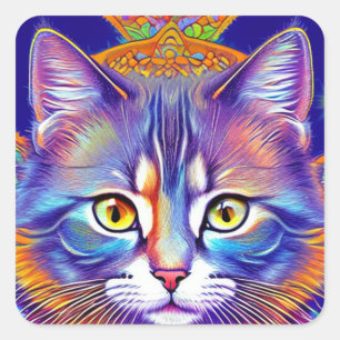 Mystical Royal Cat Square Sticker