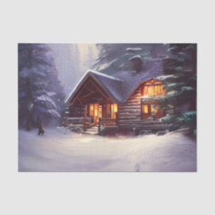 Mystical Rustic Log Cabin Amongst the Evergreens Tissue Paper