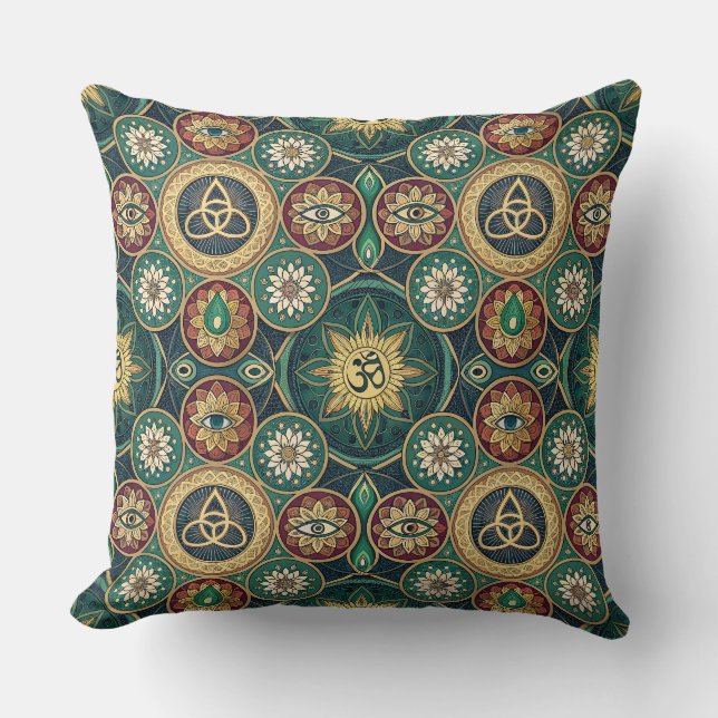 Mystical Sacred Design - Spiritual Mandala Pattern Cushion (Front)