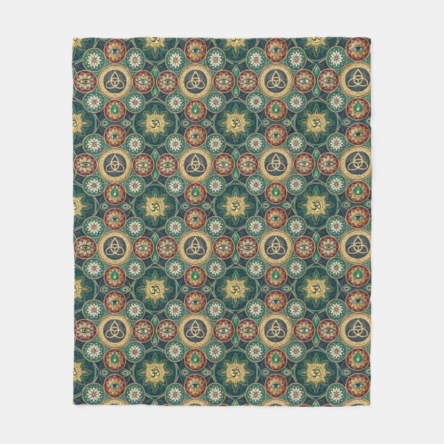 Mystical Sacred Design - Spiritual Mandala Pattern Fleece Blanket (Front)