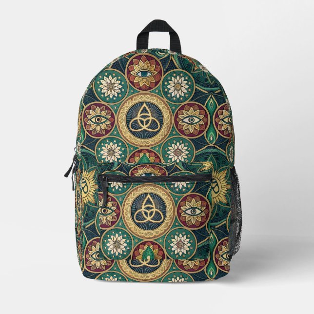 Mystical Sacred Design - Spiritual Mandala Pattern Printed Backpack (Front)