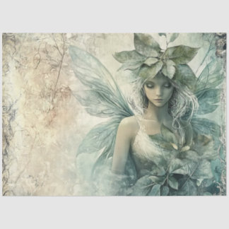 Mystical Sage Green Fairy Decoupage  Tissue Paper