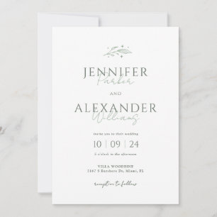Mystical Sage Green Wedding Invitation