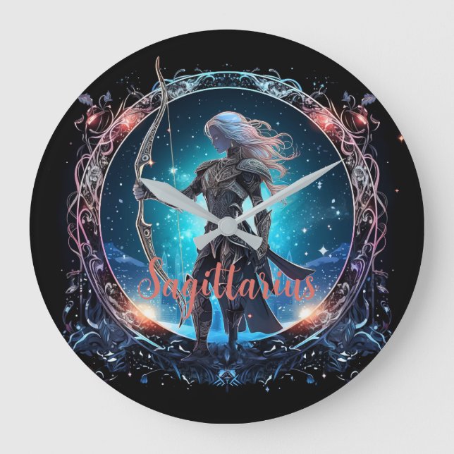 Mystical Sagittarius Zodiac Artwork  Large Clock (Front)