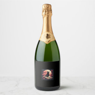 Mystical Sakura Night_ Black Cat with Full Moon Sparkling Wine Label