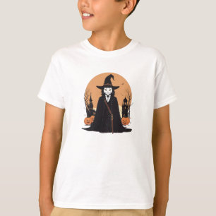 Mystical Salem Black Cat with Pumpkins T-Shirt