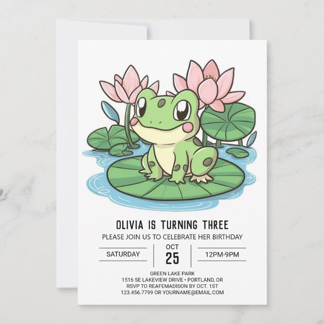 Mystical Simple Frog Digital Birthday Invitation (Front)