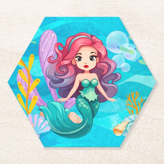 mystical siren design paper coaster (Front)