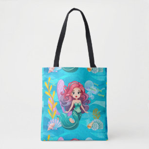 mystical siren design tote bag
