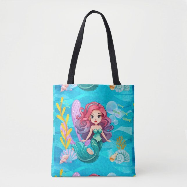 mystical siren design tote bag (Front)