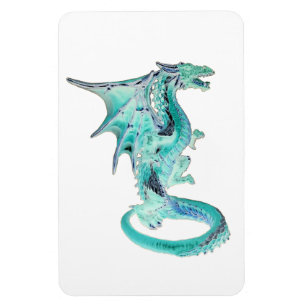 Mystical Sky Blue Dragon Imaginative Creature Art Magnet