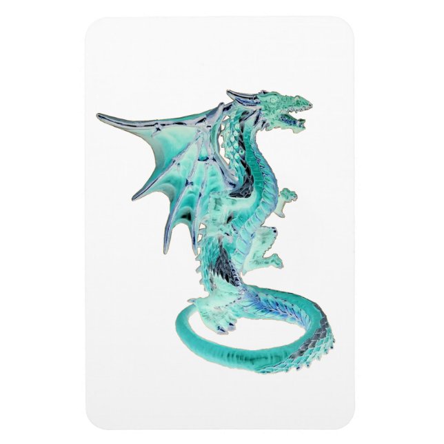 Mystical Sky Blue Dragon Imaginative Creature Art Magnet (Vertical)