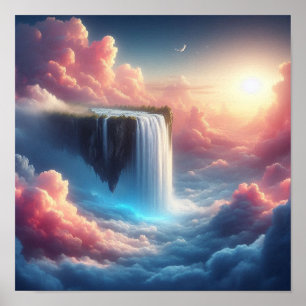 Mystical Sky Waterfall From Suspended Fantasy Poster