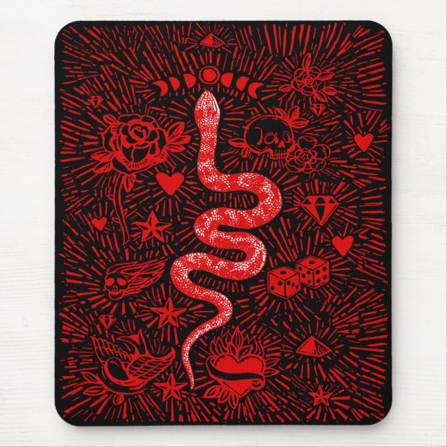 Mystical Snake Red Mousepad (Front)