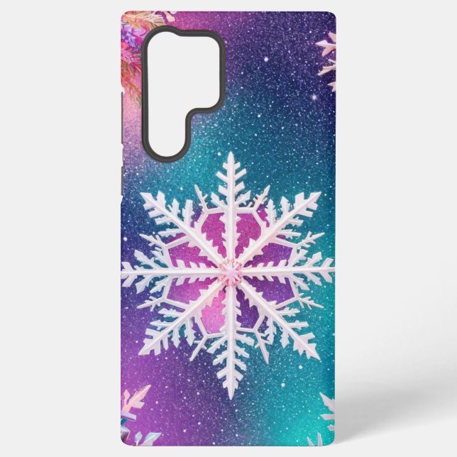 Mystical Snowflake and Cosmic Glow Phone Case (Back)