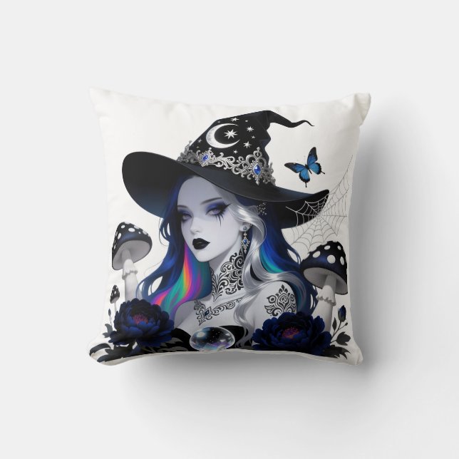 Mystical Sorceress Gothic Fantasy Art Print Cushion (Front)