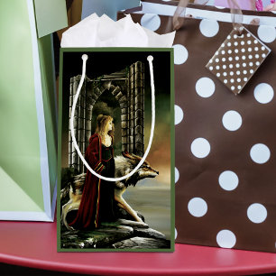Mystical Sorceress Wolf Guardian Stone Portal Small Gift Bag