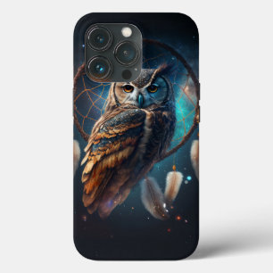 Mystical Space Owl with Dreamcatcher Art iPhone 13 Pro Case