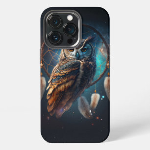 Mystical Space Owl with Dreamcatcher Art iPhone 13 Pro Case