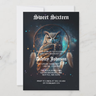 Mystical Space Owl with Dreamcatcher              Invitation