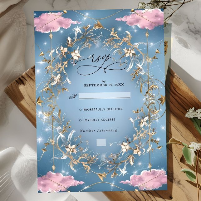 Mystical Sparkly sky Wedding RSVP Card (Creator Uploaded)