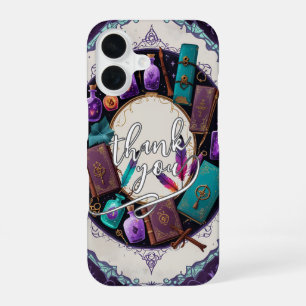 Mystical Spellbook Wreath Thank You Design iPhone 16 Case