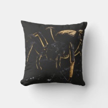 Mystical Spider Black and Gold Decorative Throw Pi