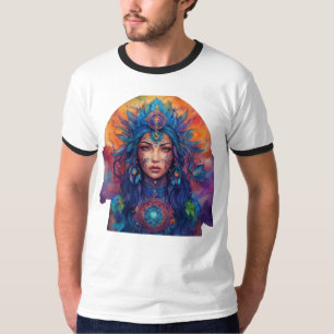 Mystical Spirit Ink Drawing – Vibrant Tattoo T-Shirt