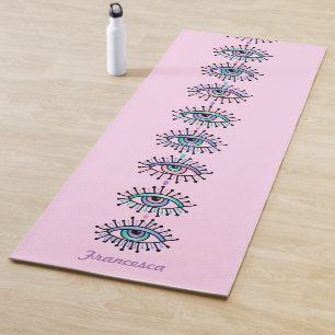 Mystical Spiritual Eyes Lavender Teal Pink Blue Yo Yoga Mat