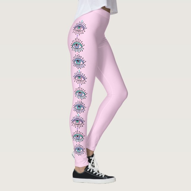 Mystical Spiritual Third Eyes Pink Leggings (Right)