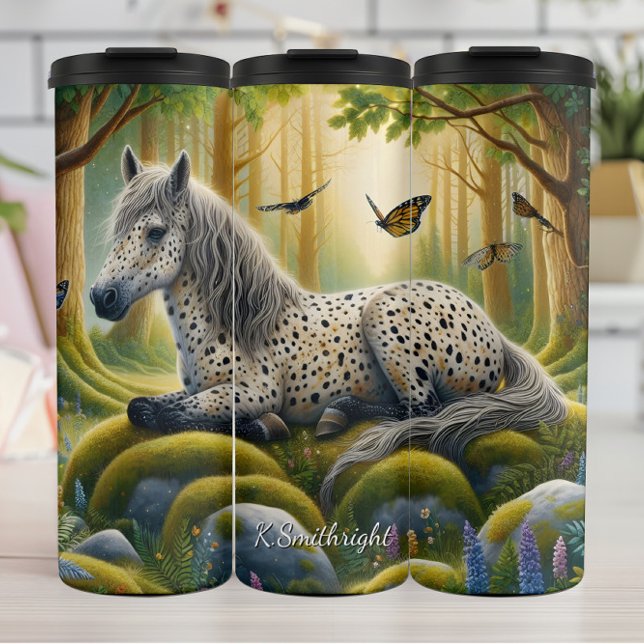 Mystical Spotted Horse Forest Butterflies Thermal Tumbler (Creator Uploaded)