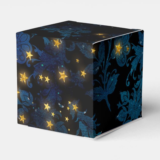 Mystical Stars Floral Damask Favour Box (Back Side)