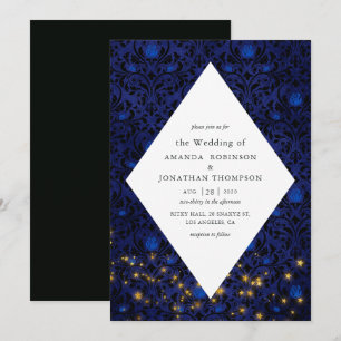 Mystical Stars Floral Damask Wedding Invitation